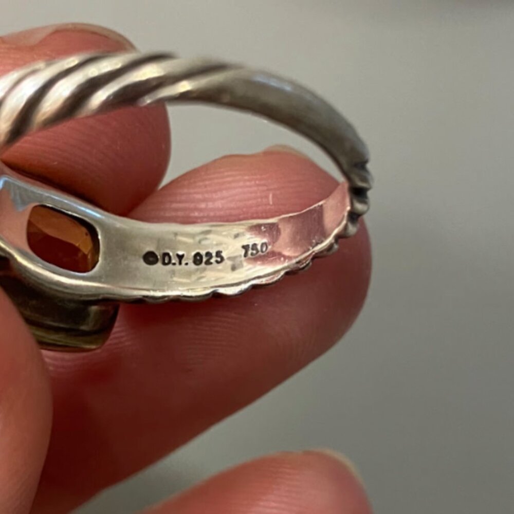 David Yurman Two-Tone Citrine Albion Ring 7 - Picture 7 of 7